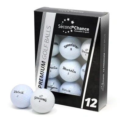 Image of Second Chance Recycled Lake Golf Balls, 12 Pack, Mixed Ideal for Practice and Play, Ball Assortment, White