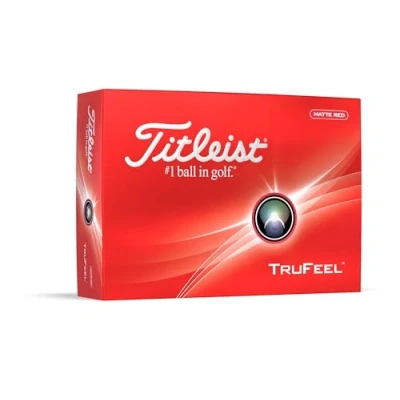 Image of Titleist TruFeel Golf Ball, Pack of 12 Balls, Matte Red