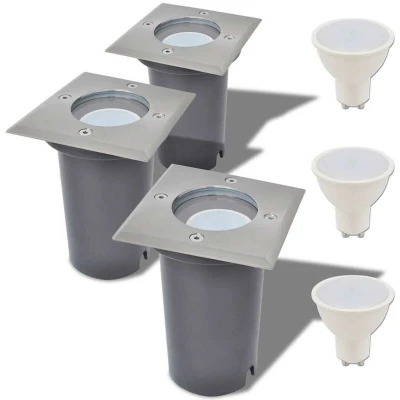 Image of vidaXL Outdoor LED Ground Lights 3 pcs Square