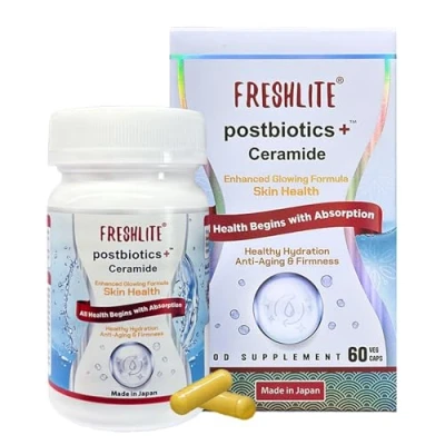Image of FRESHLITE Premium Japanese Clear Skin Daily Supplement for Sensitive, Acne, Dry &amp; Loose Natural Postbiotics Plant Based Ceramides Enhance Hydration, Barrier, Elasticity 60 Capsules