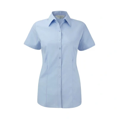 Image of Russell Athletic Collection Womens/Ladies Herringbone Formal Shirt (Light Blue) Size X Small