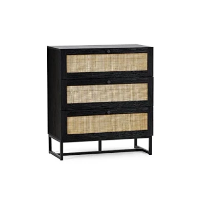 Image of Julian Bowen Padstow 3 Drawer Chest Black Chests