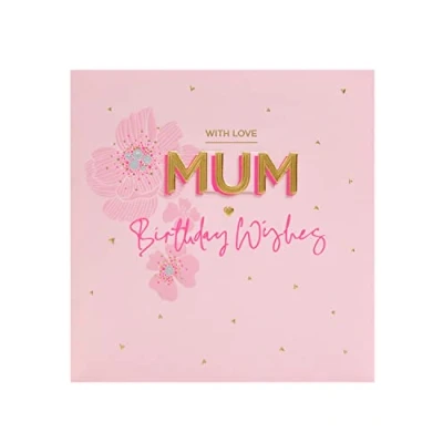 Image of UK Greetings Mum Birthday Card With Envelope Pink Flower Design