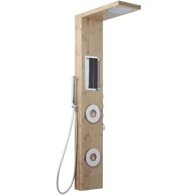 Image of Milano KARR Modern Thermostatic Shower Tower Panel Head Hand Body Jets Bamboo
