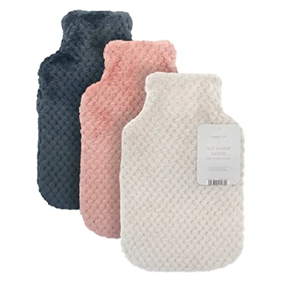 Image of Super Soft Luxurious Popcorn Plush Hot Water Bottle Great for Long Winter Nights Perfect Cuddle Companion Keep Yourself Warm This (Grey)