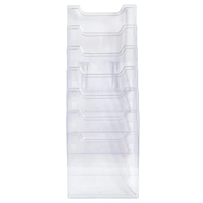 Image of Exacompta Ref 64758D Wall Literature Display Holder 155 x 239 665mm in Size, Suitable for Horizontal A4 Documents, 6 Compartments, 26mm Deep Pockets Clear
