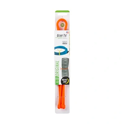 Image of Nite Ize GT24 31 2R3 Original Gear, Reusable Rubber Twist Tie, 24 Inch, 2 Pack, Bright Orange, Made in The USA