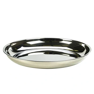 Image of Genware Stainless Steel Platter 35cm Metal Sharing Serving Tray for Fruits De Mer or Buffet Service