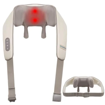 Image of Aspria Neck Shoulder Back Massager with Heating Massagers Cordless for Pain Relief Deep Tissue, 5D Kneading Massage Pillow, Shiatsu Massager, Ideal Gifts Women Men Mom Dad(Beige)