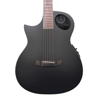 Image of Lindo Left Handed Neptune V1 Matte Black Electro Acoustic Guitar with F 4T Preamplifier LCD Tuner and Padded Gig Bag