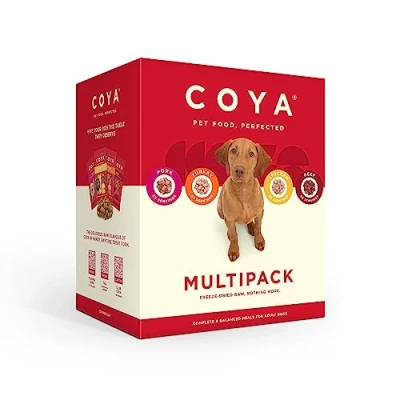 Image of COYA Freeze Dried Raw Dog Food, Multipack (12 x 150g) Hypoallergenic &amp; Grain Free, Made With 80% Meat 20% Fruit Vegetables Complete Food In A Solution, Without The Chore
