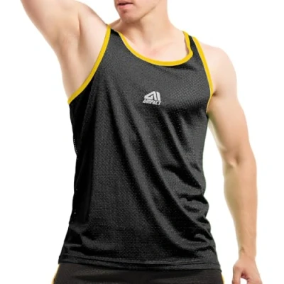 Image of AIMPACT Vest Tank Tops for Men Athletic Workout Mesh Dry Fit Gym Casual Sleeveless Shirts(Black M)