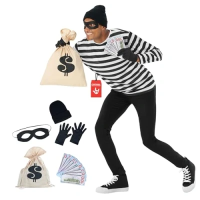Image of Morph Costumes Bank Robber Costume Men Cops And Robbers Fancy Dress Accessories Outfit Thief Burglar Adult Large