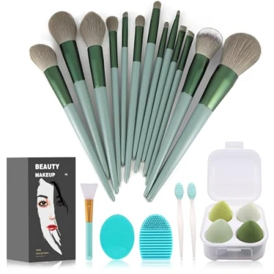Image of Koccido Makeup Brushes 22 Pcs Kit,Foundation Brush Eyeshadow Make up Set (Green, Piece Set)
