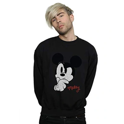 Image of Disney Men&#039;s Mickey Mouse Distressed Ponder Sweatshirt Black Large