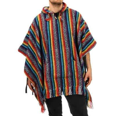 Image of LOUDelephant Brushed Cotton Hooded Poncho Rainbow