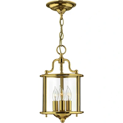 Image of Gentry 3 Light Small Ceiling Lantern Pendant Polished Brass, E14