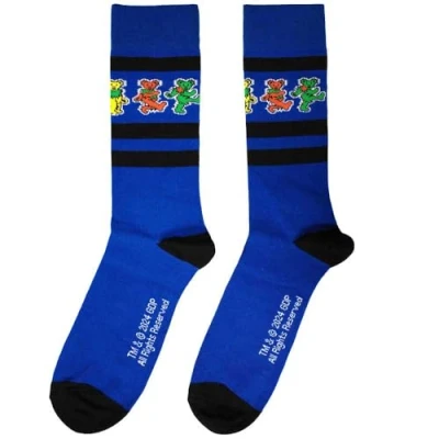 Image of Grateful Dead Dancing Bears Stripe Ankle Socks UK Size 6 11, Blue, 11