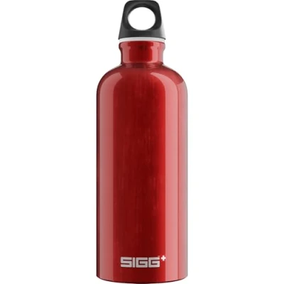 Image of SIGG Aluminium Water Bottle Traveller Red Climate Neutral Certified Suitable For Carbonated Beverages Leakproof Lightweight BPA Free 0.6 L