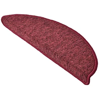 Image of Beautissu 15 Set of Stair Pads ProStair 15.5 x 55 cm Step Carpet Non Slip Adhesive Rug/Mat for Tread Bordeaux