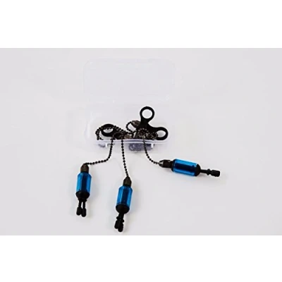 Image of 3 x Carp Coarse Fishing Chain Bite Alarm Bobbings Swingers Indicators BOX (Blue)