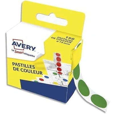 Image of AVERY Box of 150 Self Adhesive Green Dots, Diameter 15 mm