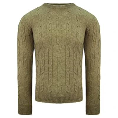 Image of Hackett London Burlington Cable Mens Brown Sweater Cashmere Size 2XL