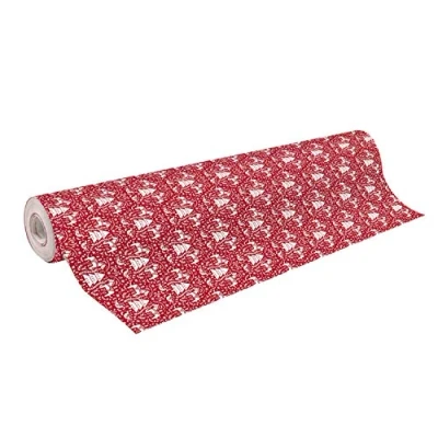 Image of Clairefontaine Ref 201889C Christmas Alliance Long Roll Wrapping Paper (Single Roll) 70cm Width x 50m Length, 60gsm Red Design