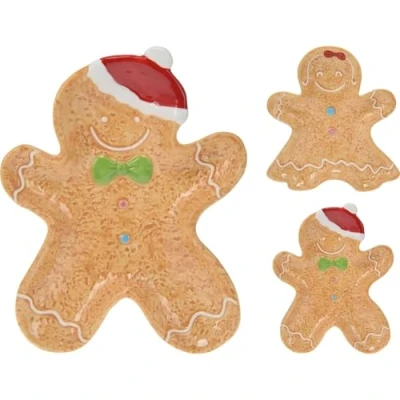 Image of Carousel Home Medium Ceramic Gingerbread Cookie Shaped Christmas Snack Bowl Festive Serving Dish Tableware Xmas Plate 24cm Design Varies One Supplied