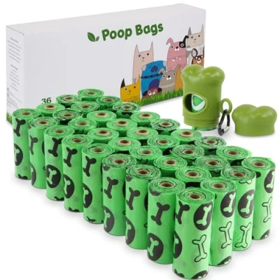 Image of OIRLVCE Dog Poo Bags 540 Counts 36 Rolls Poop with Dispenser, Biodegradable Extra Thick Strong Leak Proof Waste Bags, Green