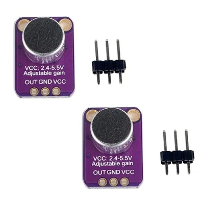 Image of Electret Microphone Amplifier Adjustable MAX4466 Module Preamplifier Blue Breakout Board Compatible with Arduino 2PCS