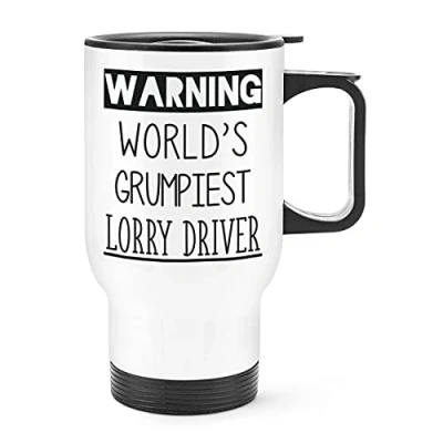 Image of Warning World&#039;s Grumpiest Lorry Driver Travel Mug Cup with Handle