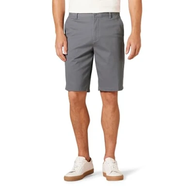 Image of Amazon Essentials Men&#039;s Slim Fit 11&quot; Flat Front Comfort Stretch Chino Short, Charcoal, 38W