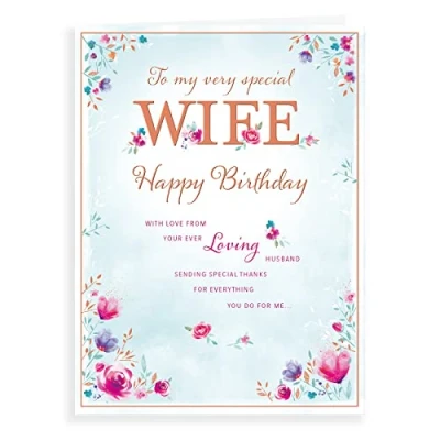 Image of Regal Publishing traditional Large Birthday Card Wife 12 x 9 inches