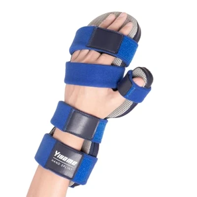Image of YiYame Resting Hand Splint, Stroke Brace with Finger Support, immobilizer for Carpal Tunnel Wrist Night 5 fingers Straightening, Flexion Contractures, Fits Right &amp; Left, L