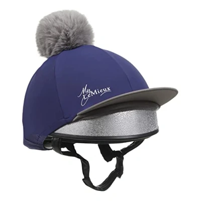 Image of LeMieux Pom Horse Riding Hat Silk in Ink Blue with 4 Way Stretch Fabric Coordinates Base Layers &amp; Saddle Pads One Size