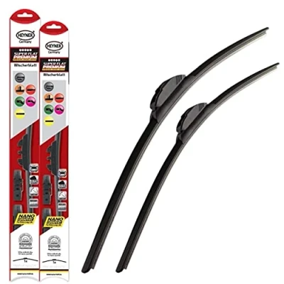 Image of Fits Land Rover Defender Models Heyner Germany Super Flat Wiper Blades Front Replacement Set 13&quot;13&quot; HSF1313H