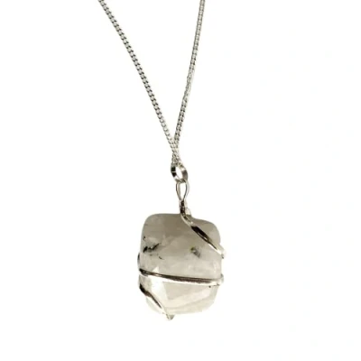 Image of VIE Tumbled Stone Wire Wrap Pendant, 2 3cm, Rainbow Moonstone, One