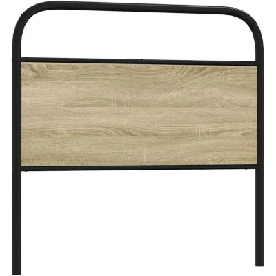 Image of vidaXL Headboard Engineered Wood &amp; Steel 112x100 cm Smoked Oak Finish Bedroom Bed Frame Sturdy Stylish