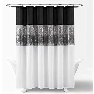 Image of Lush Decor Night Sky Shower Curtain, 72&quot; x 72&quot;, Black &amp; White