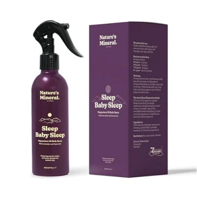 Image of Sleep Baby Magnesium Spray for Children Large 200ml Supplements to Aid Sleep, Reduce Growing Pains &amp; Muscle Cramps Lavender Infused Relaxation in an Oil Bottle 1,2000 Sprays