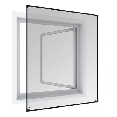 Image of Windhager 03388 04300 Insect Magnetic Frame for Windows, Fly, Mosquito Screen, Tool Free Assembly, Black, 100 x 120 cm, White