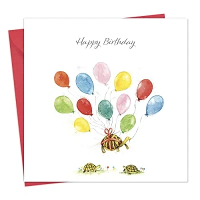 Image of Twizler Birthday Card Flying Tortoise Happy for Men or Women Him Her Husband Wife Boyfriend Girlfriend Partner