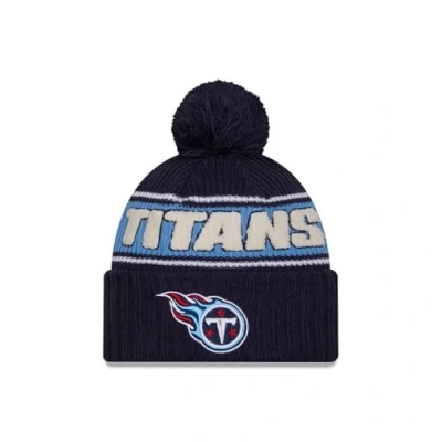 Image of New Era Tennessee Titans NFL 2024 Sideline Sport Knit Blue Bobble Hat