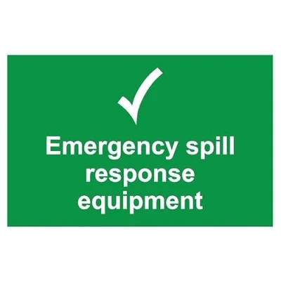Image of Emergency spill response equipment safety sign Self adhesive sticker (400mm x 300mm)