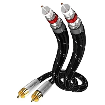 Image of Inakustik 006041007 2 RCA Stereo Audio Cable 0.75 m for Source DAC/preamp/Tuner/CD Player/Amplifier/Black/Silver