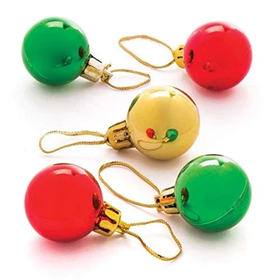 Image of Baker Ross AR830 Mini Baubles Christmas Decoration Arts and Crafting, Pack of 12, Assorted