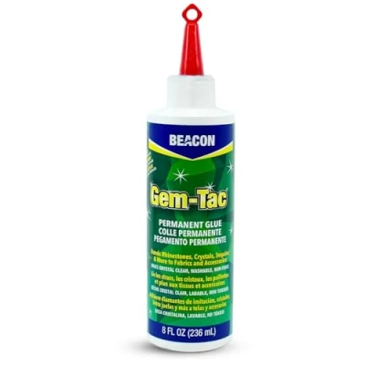 Image of Gem Tac Permanent Adhesive Glue for Sequins Rhinestones Clear 8oz Beacon