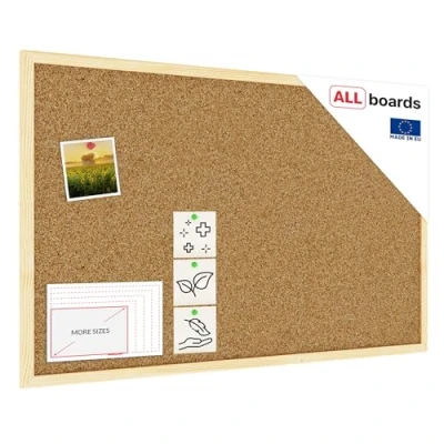 Image of ALLboards Cork Board with Wooden Frame 80x50cm(800x500mm), Corkboard Bulletin Notice