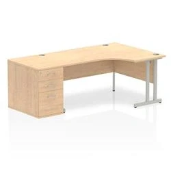 Image of Impulse 1600 Right Crescent Desk Maple Cantilever Leg + High Ped